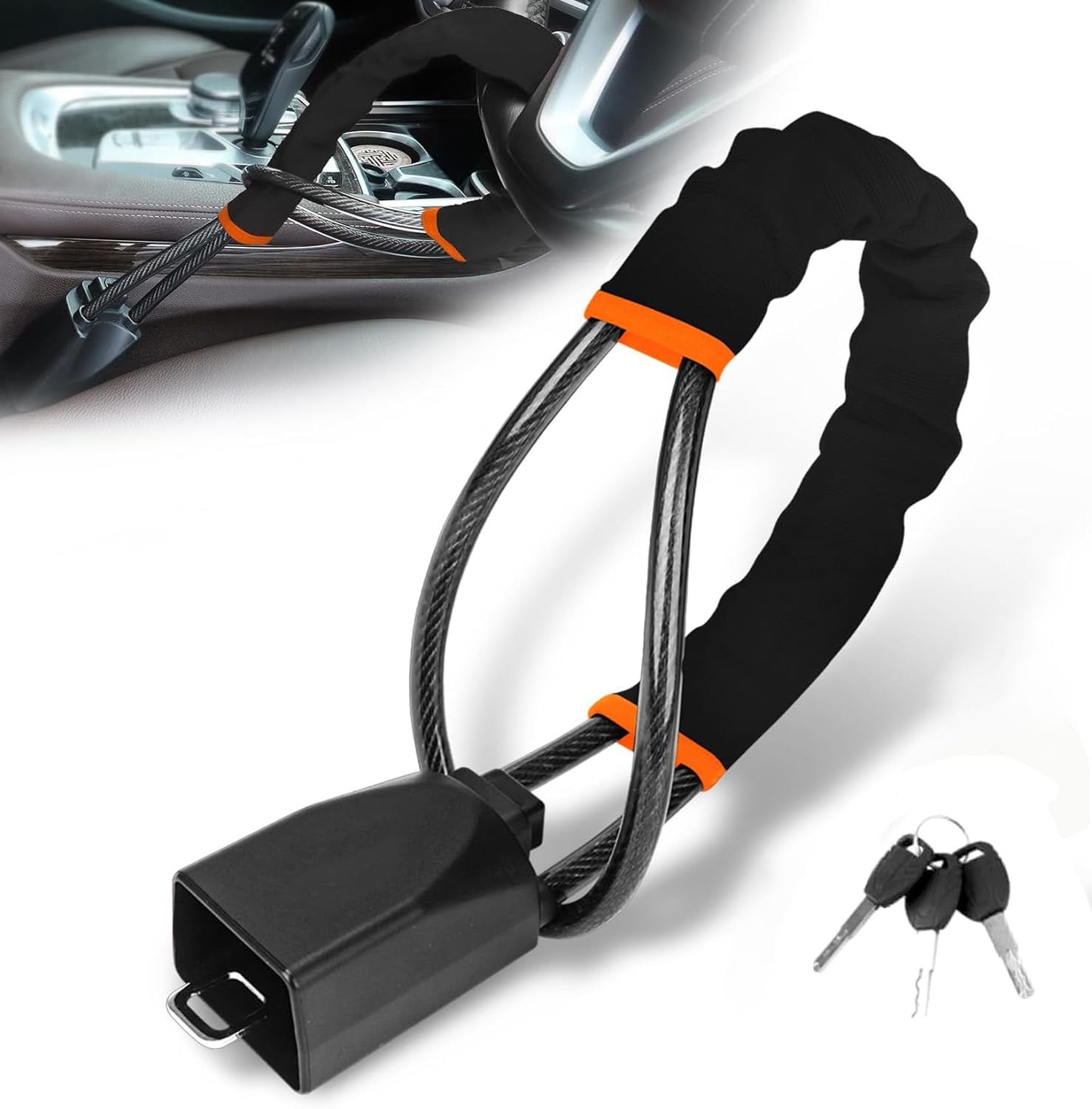Heavy Duty Car Steering Wheel Lock with Anti-Theft Steel Chain