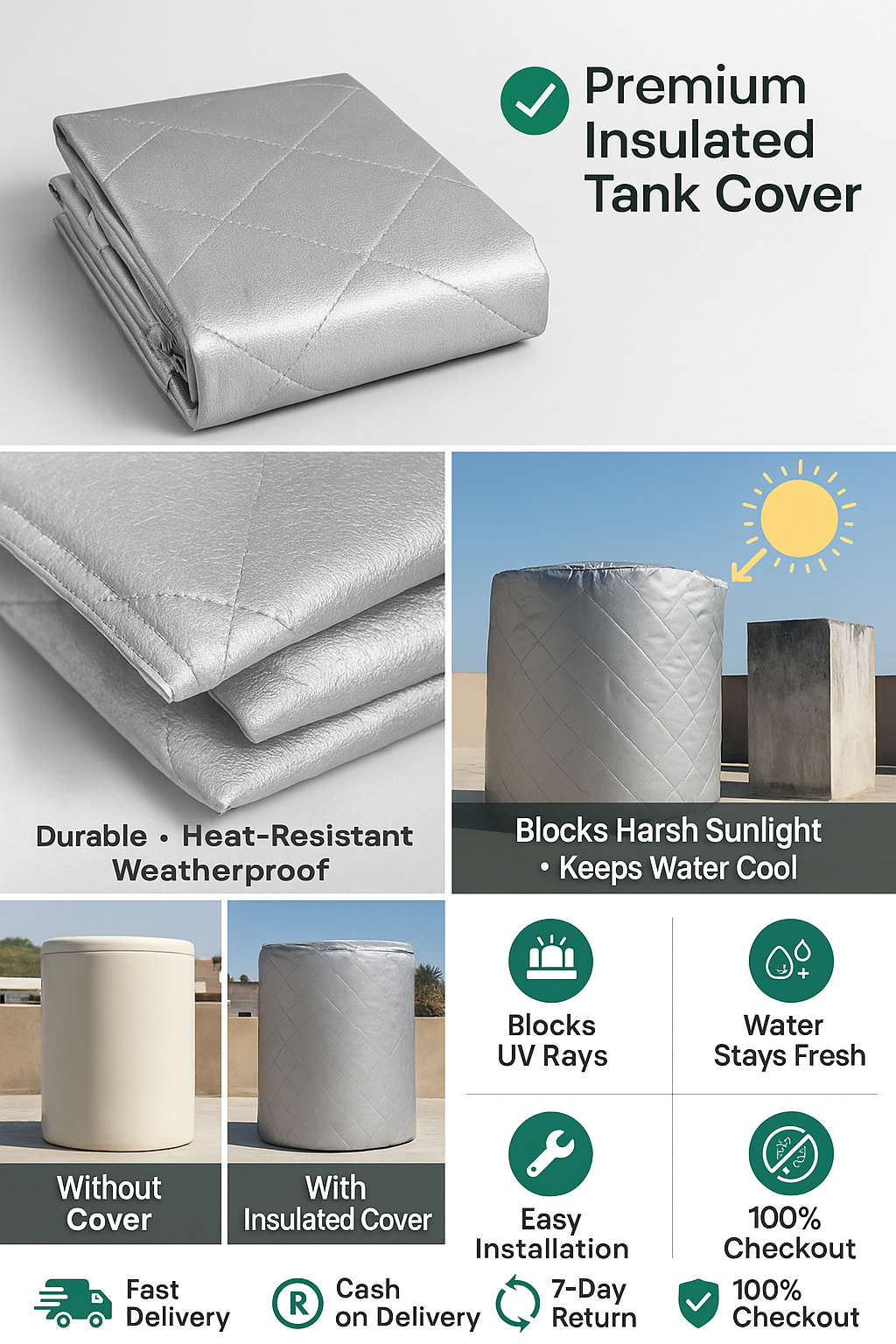 Heat Proof Water Tank Cover (Premium Quality)