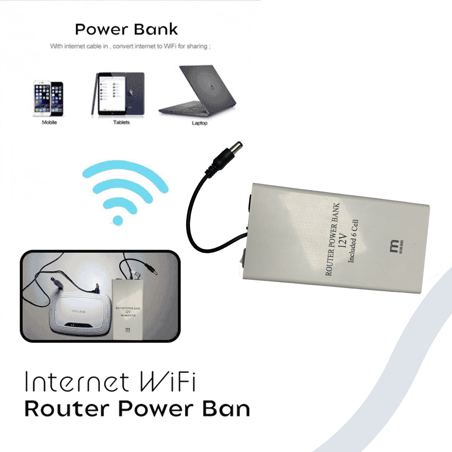 12V Wifi Router Power Bank with 8-10hrs Battery Time (Branded)