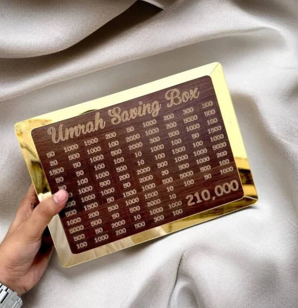 Umrah Saving Box - Wooden Umrah Saving Box