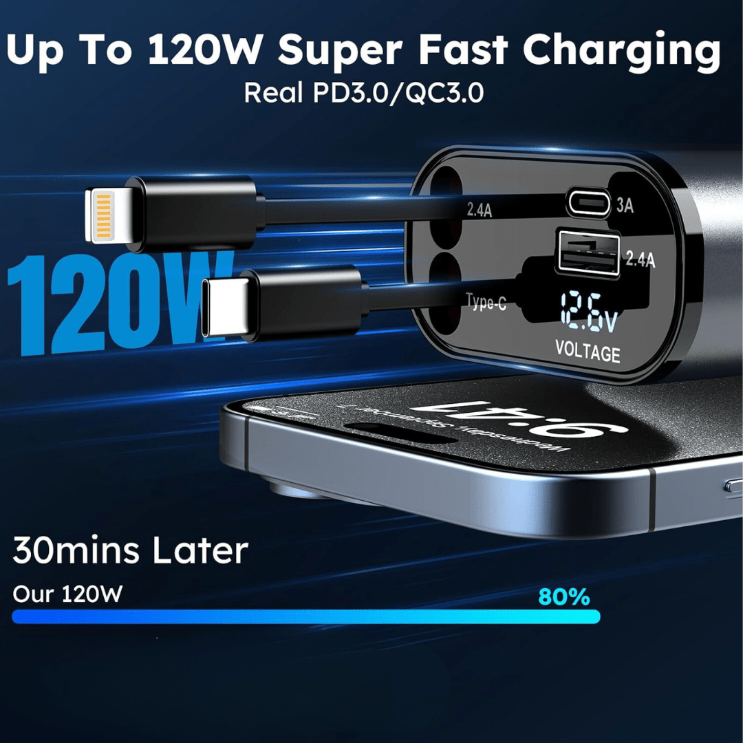 4 in 1 Retractable Car Charger