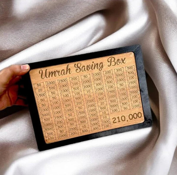 Umrah Saving Box - Wooden Umrah Saving Box