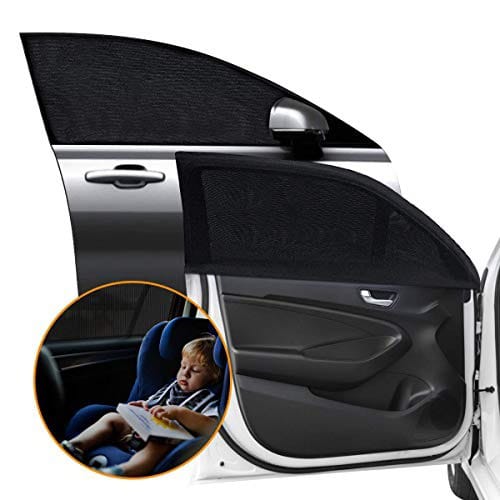 Universal Car Front Door Window Elastic Sun Shades - 4 Pcs