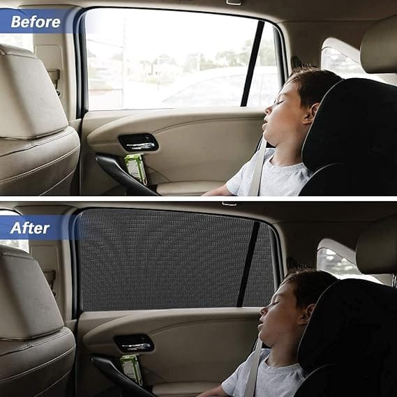 Universal Car Front Door Window Elastic Sun Shades - 4 Pcs
