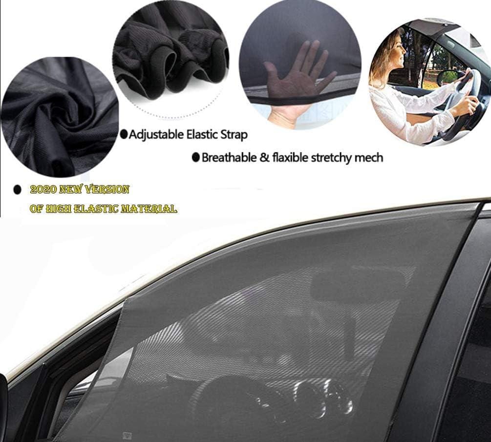 Universal Car Front Door Window Elastic Sun Shades - 4 Pcs