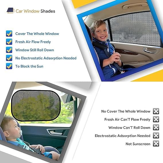 Universal Car Front Door Window Elastic Sun Shades - 4 Pcs