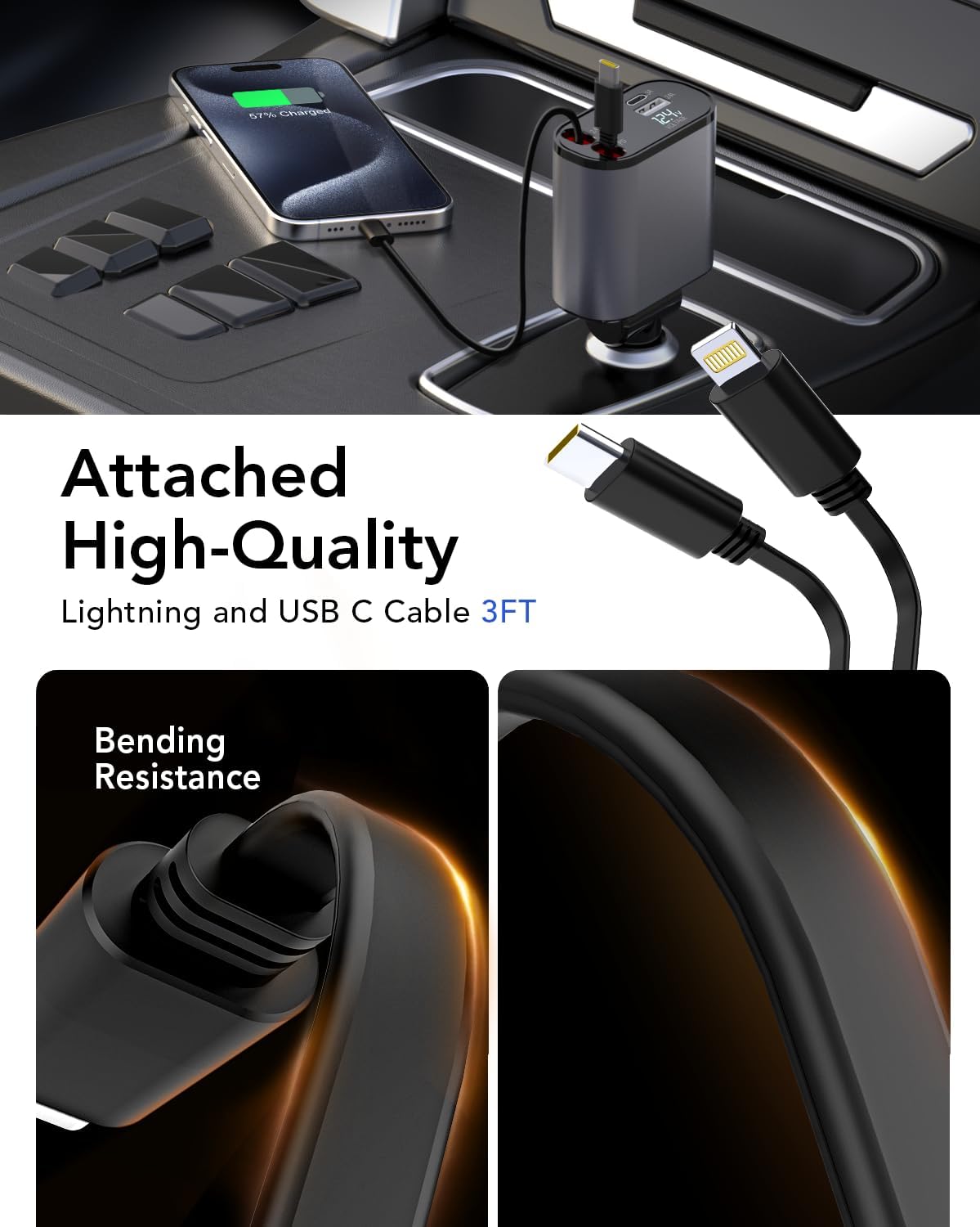 4 in 1 Retractable Car Charger