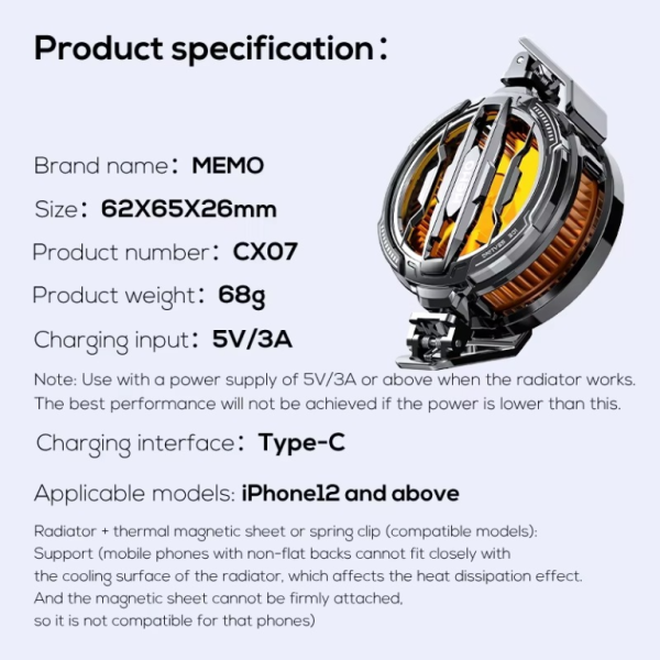 Cx07 Mobile Phone Magnetic – Cooling Fan