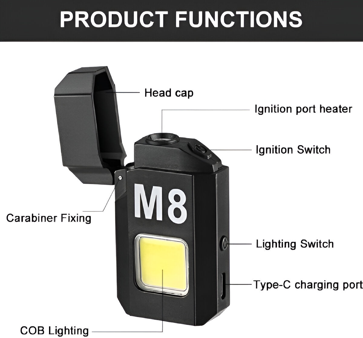 Dh-001 Cob Led Flashlight With Lighters (Premium Quality)