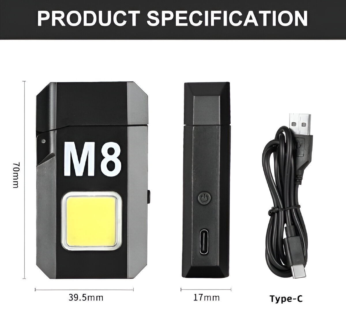 Dh-001 Cob Led Flashlight With Lighters (Premium Quality)
